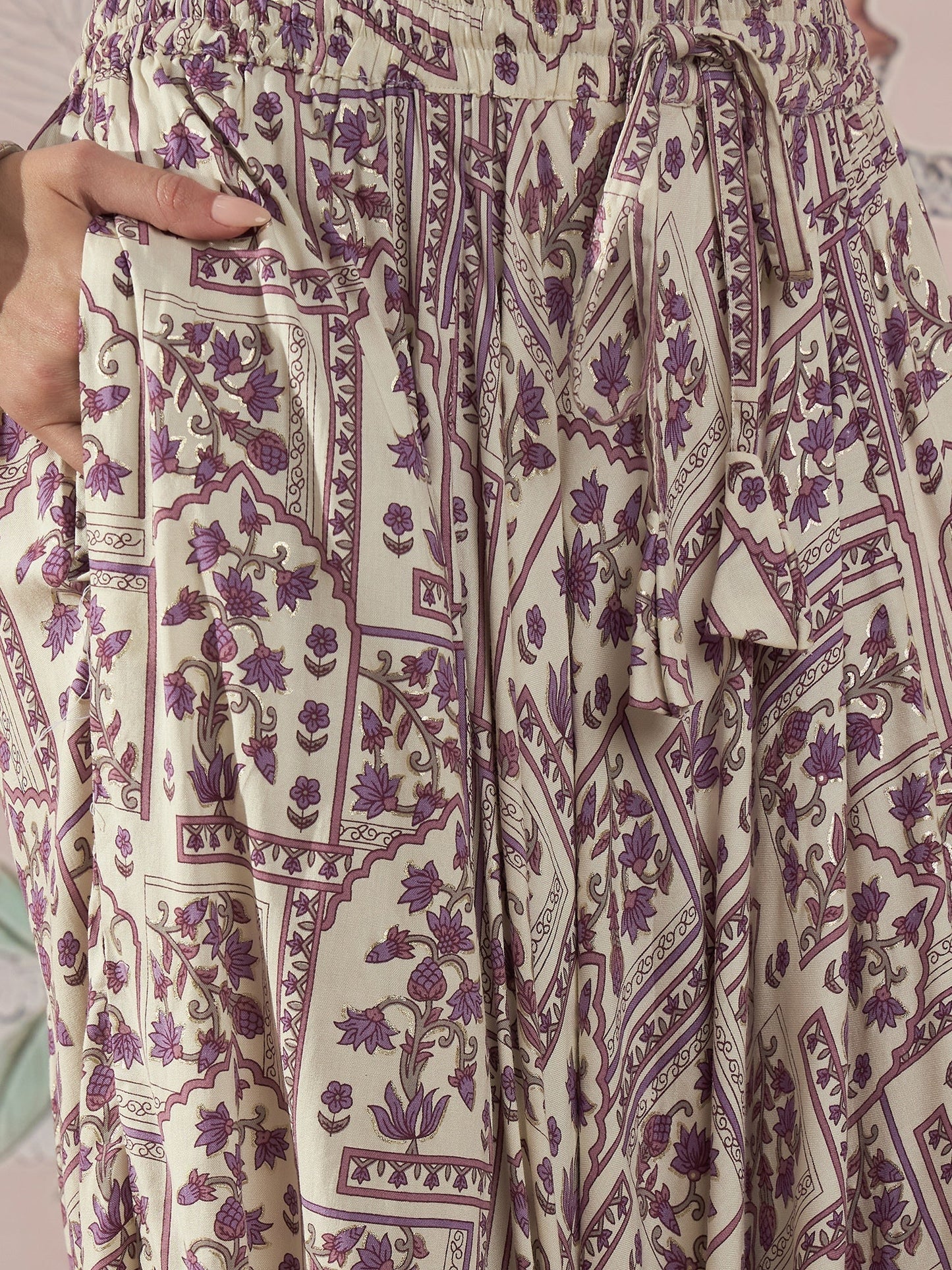 InWeave Mauve Ethnic Window Harem Pant - Swadesiicart