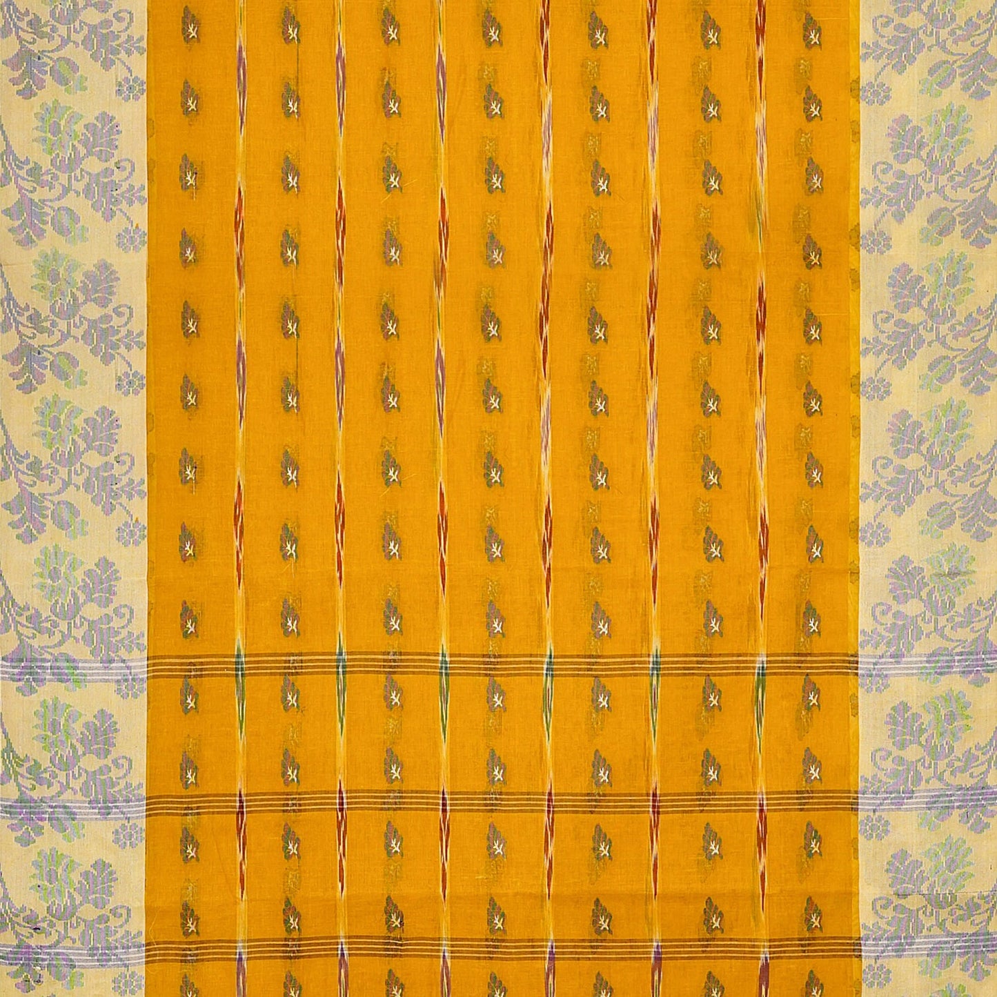 Exclusive Collection 100% Pure Cotton Yellow Tant Saree With Hand Weaving Work - Swadesiicart