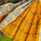 Exclusive Collection 100% Pure Cotton Yellow Tant Saree With Hand Weaving Work - Swadesiicart
