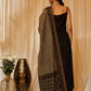 InWeave Women's Black Strappy Kurta Palazzo Set With Green Boota Dupatta - Swadesiicart