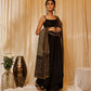 InWeave Women's Black Strappy Kurta Palazzo Set With Green Boota Dupatta - Swadesiicart