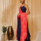 InWeave Women's Navy Blue Strappy Kurta Palazzo Set With Red Gold Dupatta - Swadesiicart