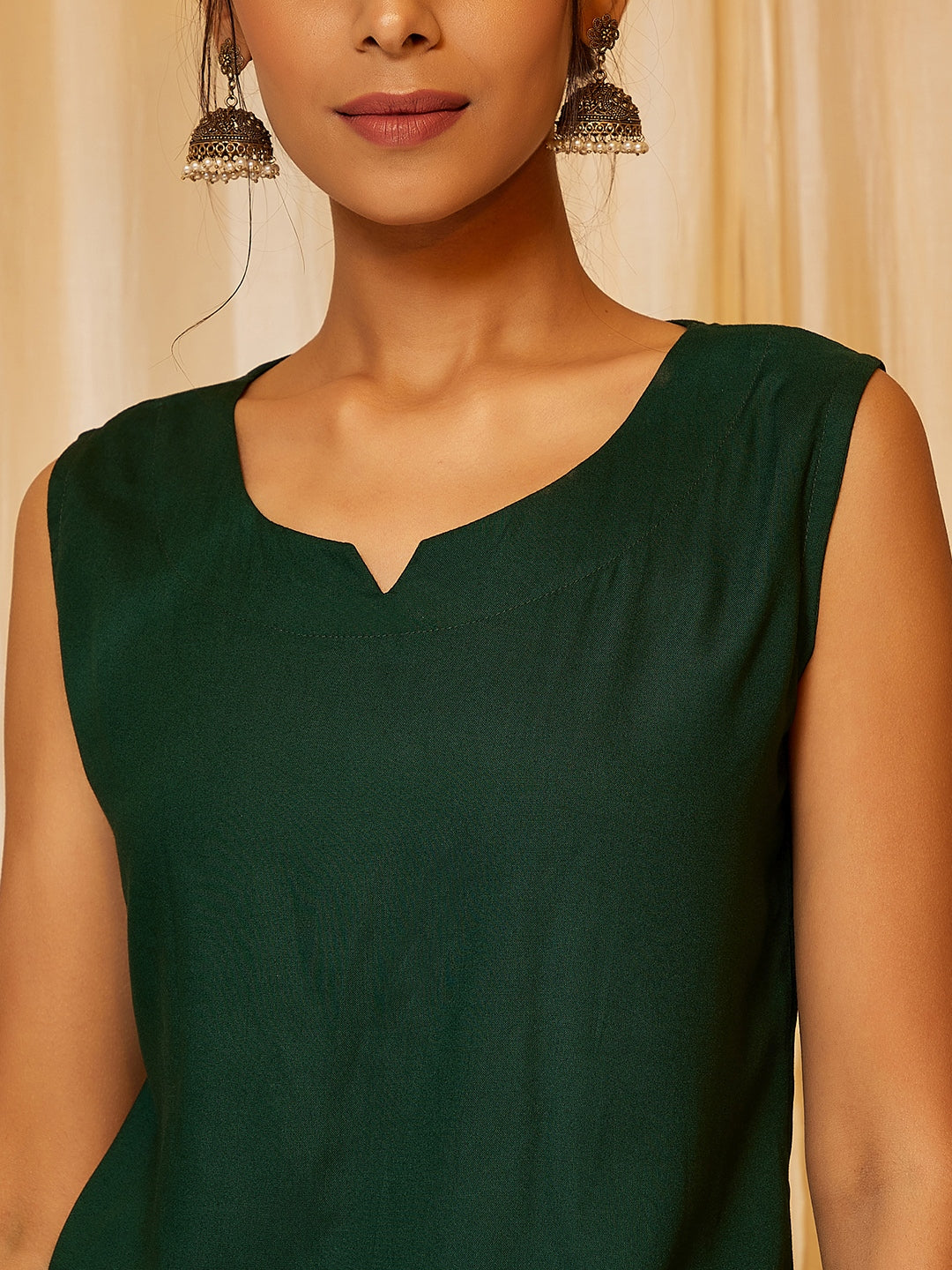 InWeave Bottle Green Skirt Top Set - Swadesiicart