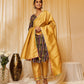 InWeave Charcoal Black Leheriya Silk Set - Swadesiicart