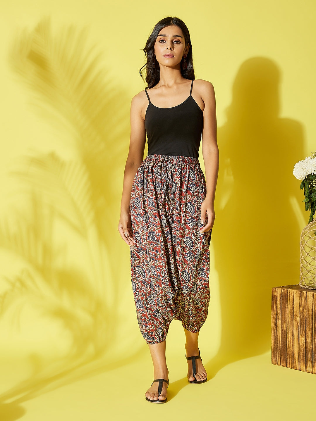 InWeave Maroon Kalamkari Harem Pant - Swadesiicart
