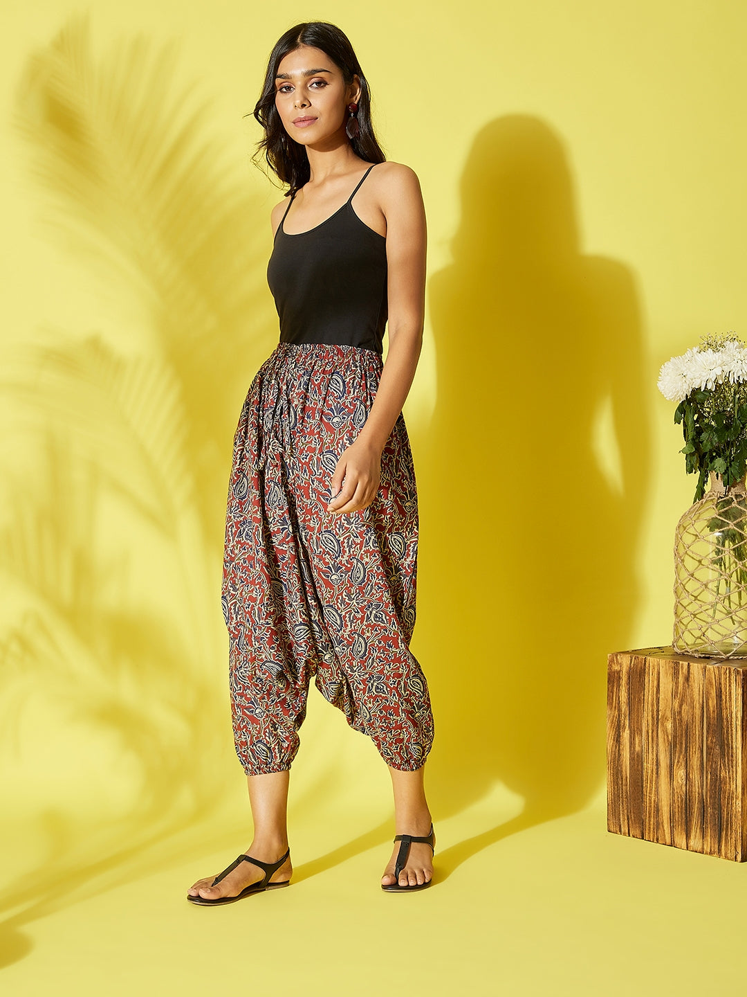 InWeave Maroon Kalamkari Harem Pant - Swadesiicart