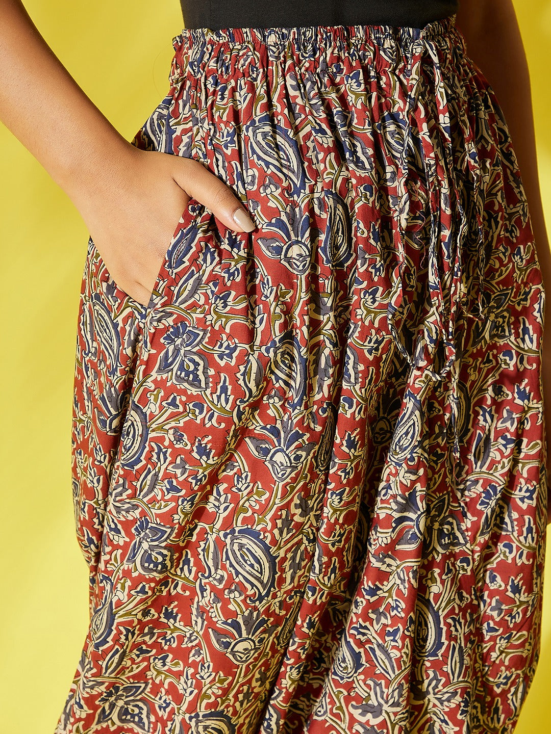 InWeave Maroon Kalamkari Harem Pant - Swadesiicart