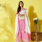 InWeave Pink Lehriya Top Set With Dupatta - Swadesiicart