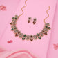 Tehzeeb Creations Gold-Polished Green And Maroon Colour Choker With Dangle Earrings - Swadesiicart