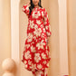 Vaasva Women Cherry Red Floral Aline Printed Cord Set - Swadesiicart