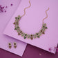 Tehzeeb Creations Gold-Polished Green And Maroon Colour Choker With Dangle Earrings - Swadesiicart