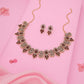 Tehzeeb Creations Gold-Polished Maroon Colour Choker With Dangle Earrings - Swadesiicart