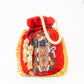 NR By Nidhi Rathi Red & White SHRINATHJI Embroidered Potli Clutch - Swadesiicart
