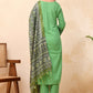 Vaasva Women Pista Embroidered Kurta Set With Solid Pants & Printed Dupatta | Swadesiicart
