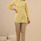 Juniper Womens Yellow Cotton Slub Embroidered High Low Tunic | Swadesiicart