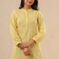 Juniper Womens Yellow Cotton Slub Embroidered High Low Tunic | Swadesiicart