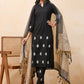 Vaasva Women Black Embroidered Suit Set | Swadesiicart