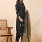 Vaasva Women Black Embroidered Suit Set | Swadesiicart
