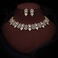 Tehzeeb Creations Gold-Polished White Colour Choker With Dangle Earrings - Swadesiicart