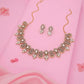 Tehzeeb Creations Gold-Polished White Colour Choker With Dangle Earrings - Swadesiicart