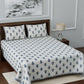 LIVING ROOTS White & Navy Blue Printed 210 TC Cotton 1 Extra Large Bedsheet with 2 Pillow Covers - Swadesiicart