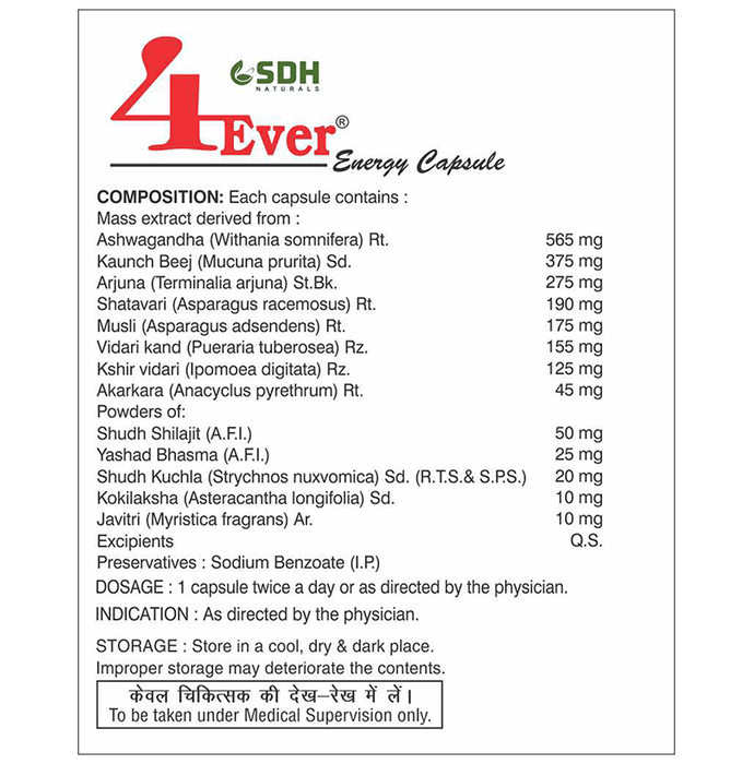 SDH Naturals 4Ever Energy Capsules | Swadesiicart