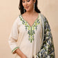 Vaasva Women Cream Embroidered Suit Set | Swadesiicart