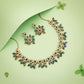 Tehzeeb Creations Gold-Polished Green Colour Choker With Dangle Earrings - Swadesiicart