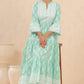 Juniper Womens Mint Cambric Printed Tiered Dress With Flared Sleeve | Swadesiicart