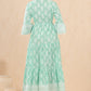 Juniper Womens Mint Cambric Printed Tiered Dress With Flared Sleeve | Swadesiicart