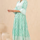 Juniper Womens Mint Cambric Printed Tiered Dress With Flared Sleeve | Swadesiicart