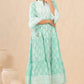Juniper Womens Mint Cambric Printed Tiered Dress With Flared Sleeve | Swadesiicart