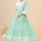 Juniper Womens Mint Cambric Printed Tiered Dress With Flared Sleeve | Swadesiicart