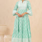 Juniper Womens Mint Cambric Printed Tiered Dress With Flared Sleeve | Swadesiicart