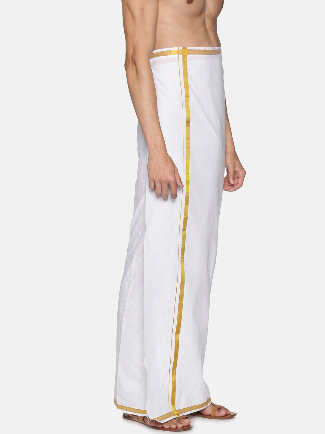 Sethukrishna Men White Solid Cotton Dhoti (GENIE-67335) | Swadesiicart