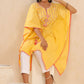 Juniper Womens Yellow Cotton Dobby Embroiderd Kaftan Kurta | Swadesiicart
