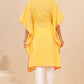 Juniper Womens Yellow Cotton Dobby Embroiderd Kaftan Kurta | Swadesiicart