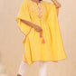 Juniper Womens Yellow Cotton Dobby Embroiderd Kaftan Kurta | Swadesiicart