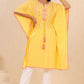 Juniper Womens Yellow Cotton Dobby Embroiderd Kaftan Kurta | Swadesiicart