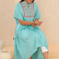 Juniper Womens Skyblue Embroiderd Rayon Dobby Kaftan | Swadesiicart