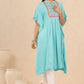 Juniper Womens Skyblue Embroiderd Rayon Dobby Kaftan | Swadesiicart