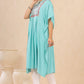 Juniper Womens Skyblue Embroiderd Rayon Dobby Kaftan | Swadesiicart