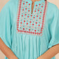Juniper Womens Skyblue Embroiderd Rayon Dobby Kaftan | Swadesiicart