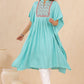 Juniper Womens Skyblue Embroiderd Rayon Dobby Kaftan | Swadesiicart