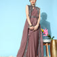 Mitera Mauve Sequinned Pure Georgette Ready to Wear Saree With Shrug | Swadesiicart