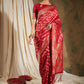 Sangria Red & Gold-Toned Floral Woven Design Zari Banarasi Saree | Swadesiicart