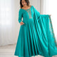 Lorenvalley Fashion Rama Roman Shimmer Silk Yoke Fancy Handwork Beads Work Anarkali Gown Pant With Dupatta Set - Swadesiicart