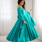 Lorenvalley Fashion Rama Roman Shimmer Silk Yoke Fancy Handwork Beads Work Anarkali Gown Pant With Dupatta Set - Swadesiicart