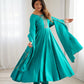 Lorenvalley Fashion Rama Roman Shimmer Silk Yoke Fancy Handwork Beads Work Anarkali Gown Pant With Dupatta Set - Swadesiicart