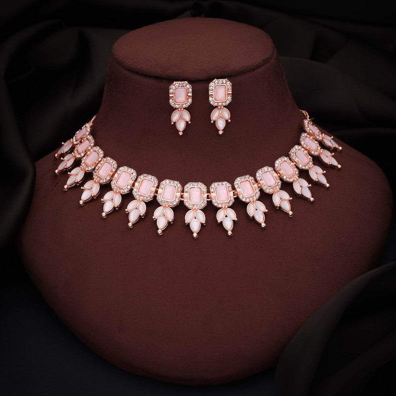 Tehzeeb Creationss Baby Pink Colour Choker With Stud - Swadesiicart